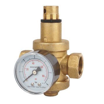 Редуктор тиску води 3/4" (0,5-6 бар) з манометром, посилений Malgorani Eurobrass 143