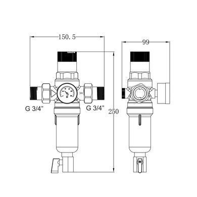 Редуктор тиску води 3/4" (1-6 бар) з самопромивним фільтром Forte