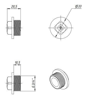 Заглушка латунна різьба зовнішня 3/4" Fado ZN02B
