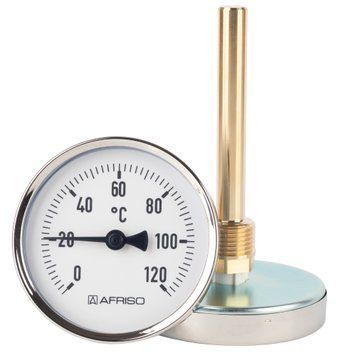 Термометр 0-120&deg;C &Oslash;80 (L=100) 1/2" Afriso біметалевий з гільзою