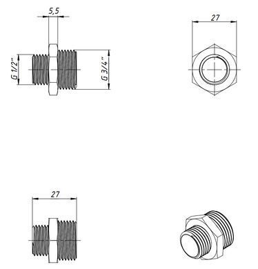 Ниппель переходной латунный 3/4"x1/2" Fado N10