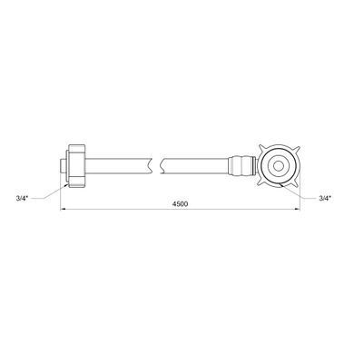 Резиновый шланг подачи воды для стиральной машины 450 см 3/4" Thermo Alliance
