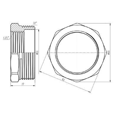 Футорка латунная резьба 2"x1 1/2" SF374