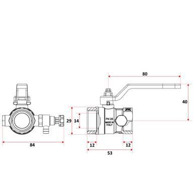 Кран шаровой со спускником 1/2" ВВ DN15 (ручка) Itap 115