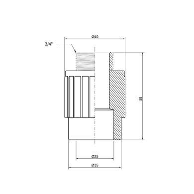 Муфта полипропиленовая с наружной резьбой 25x3/4" TA