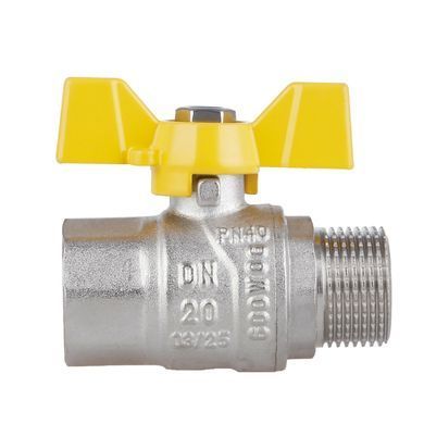 Кран газовый 3/4" ВН DN20 латунный (бабочка) Forte SF607G