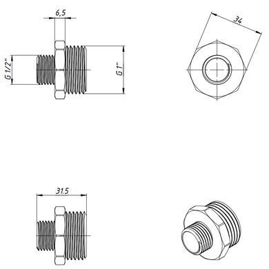Ниппель переходной латунный 1"x1/2" Fado N11
