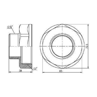 Перехідник латунний різьба 2"x1 1/4" SF360
