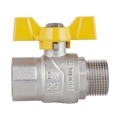 Кран газовый 1" ВН DN25 латунный (бабочка) Forte SF607G