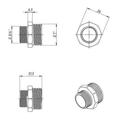 Ніпель перехідний латунний 1"x3/4" Fado N12