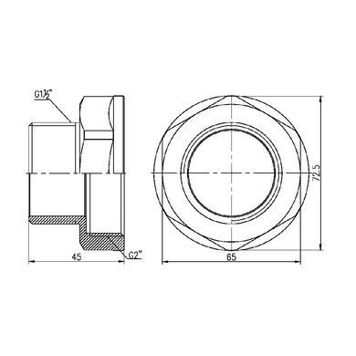Перехідник латунний різьба 2"x1 1/2" SF360