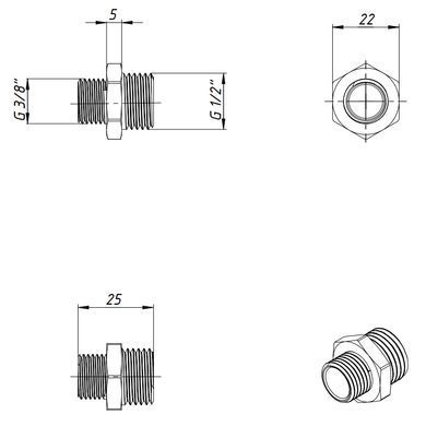 Ніпель перехідний латунний 1/2"x3/8" Fado N13