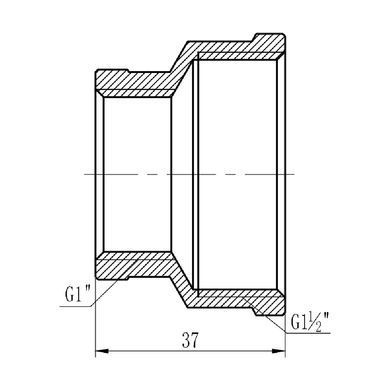 Муфта переходная латунная 1 1/2"x1" SF357