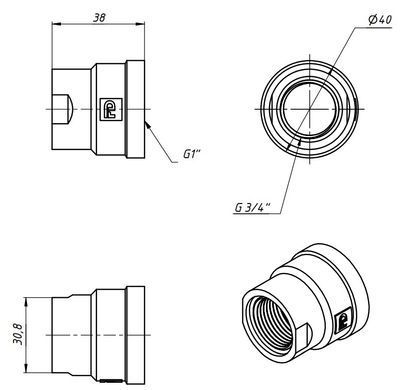 Муфта перехідна латунна 1"x3/4" Fado M12C
