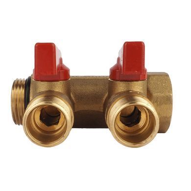 Коллектор 3/4" на 2 выхода с шаровыми кранами 1/2" General Fittings 6200R