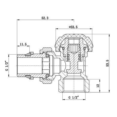 Кран радиаторный ручной угловой нижний 1/2" SF233