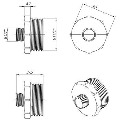 Ніпель перехідний латунний 1 1/2"x1/2" Fado N16