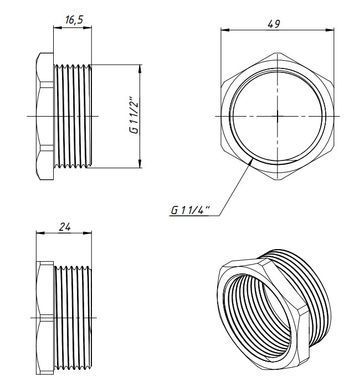 Футорка латунна різьба 1 1/2"x1 1/4" Fado PF09