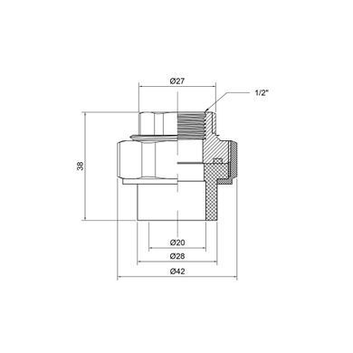 Згін-американка поліпропіленова 20x1/2" внутр Thermo Alliance