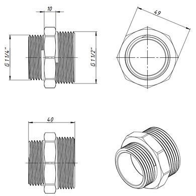 Ниппель переходной латунный 1 1/2"x1 1/4" Fado N18
