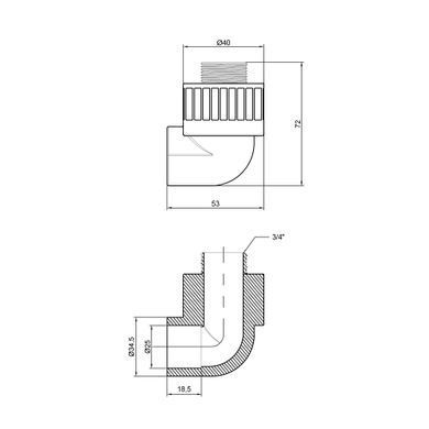 Кут поліпропіленовий 90&deg; з зовнішньою різьбою 25x3/4" TA