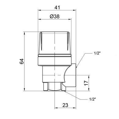 Запобіжний клапан 2,5 бар 1/2" внутр. (підривний) Icma 241