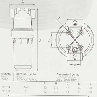 Фільтр-колба для води 10" різьба 3/4" Aqua FP2