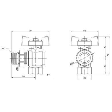 Кран кутовий з американкою 1/2" DN15 посилений (метелик) SD222N