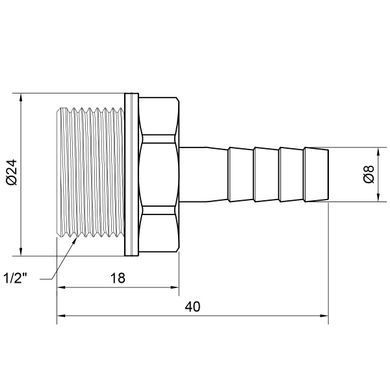 Латунный штуцер "елка" для шланга резьба наружная 1/2"x8 SD427