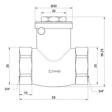 Зворотний клапан 3/4" (DN20) пелюстковий, латунний SD242