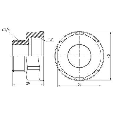Перехідник латунний різьба 1"x3/4" SF360