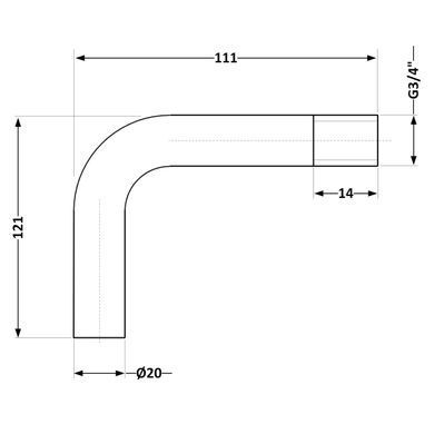 Отвод стальной DN20 x 3/4" (под сварку) для труб