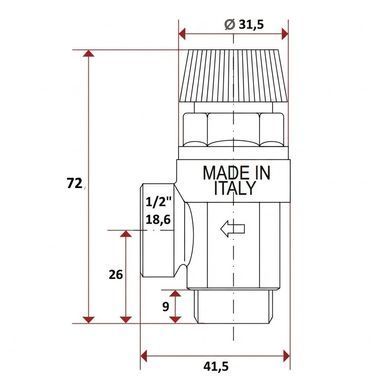 Предохранительный клапан 8,0 бар 1/2" наружная (подрывной) Malgorani