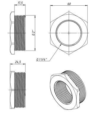 Футорка латунна різьба 2"x1 1/4" Fado PF13