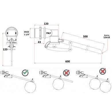 Поплавковий кран 1-1/4" (ДУ32) з кулею &Oslash;180 FARG 511, для бака / ємності