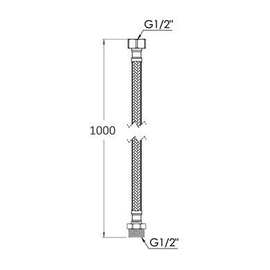 Гибкий шланг-подводка для воды 100 см нейлон. оболочка 1/2" гайка-штуцер Forte
