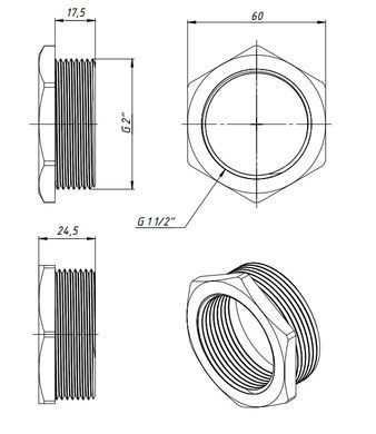 Футорка латунна різьба 2"x1 1/2" Fado PF14