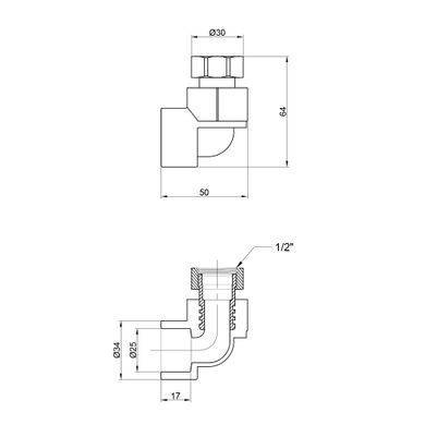 Кут поліпропіленовий з накидною гайкою 25x3/4" Thermo Alliance