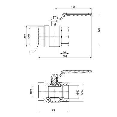 Кран кульовий 2" ВВ DN50 посилений (ручка) SD600N