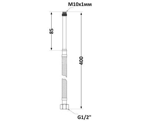 Шланги для смесителя (пара) 40 см 1/2" игла М10x84 мм силикон. оболочка Forte