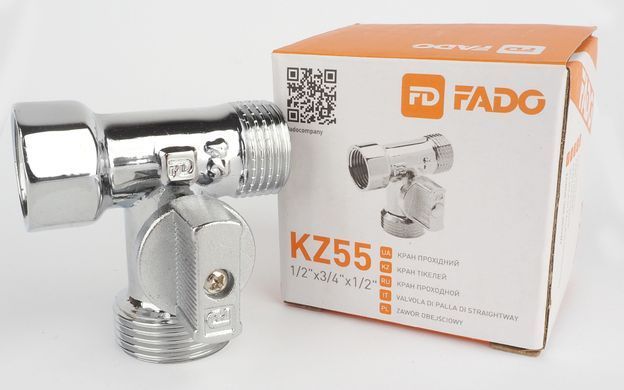 Кран кульовий потрійний приладовий хром 1/2"x3/4" Fado