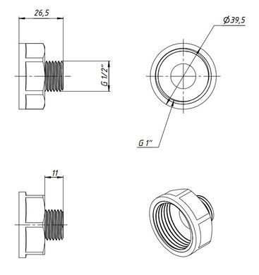 Переходник латунный резьба 1" внутр на 1/2" наружн Fado P01B