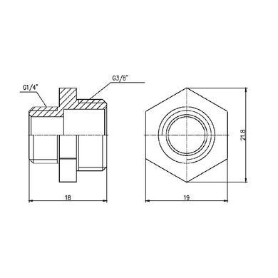 Ниппель переходной латунный 3/8"x1/4" SF359