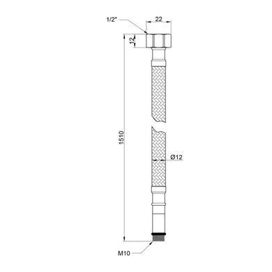 Шланги для змішувача (пара) 150 см 1/2"x М10 нерж. обплет. Thermo Alliance
