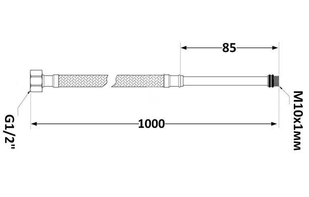 Шланги для смесителя (пара) 100 см 1/2" игла М10x84 мм силикон. оболочка Forte