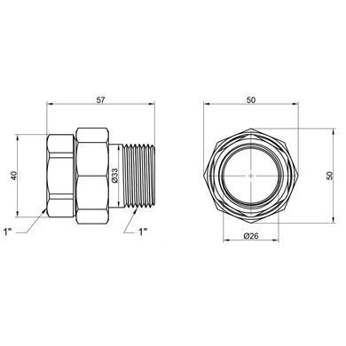 Сгон-американка прямой латунный резьба 1/2" Icma 818