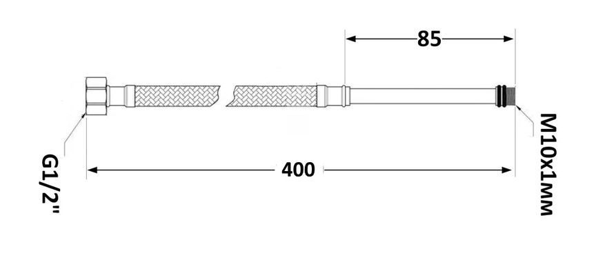 Шланги для смесителя (пара) 40 см 1/2" игла М10x84 мм нейлон. оболочка Forte