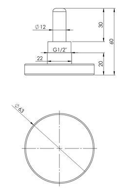 Термометр 0-120&deg;C &Oslash;63 (L=40) 1/2" Afriso биметаллический с гильзой