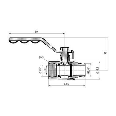Кран газовый 3/4" ВН DN20 латунный (ручка) SD605G