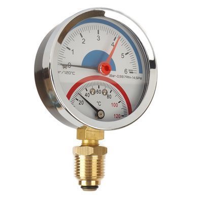 Термоманометр 0-6 бар 0-120&deg;C &Oslash;80 радіальний (клапан 1/2") SD1726